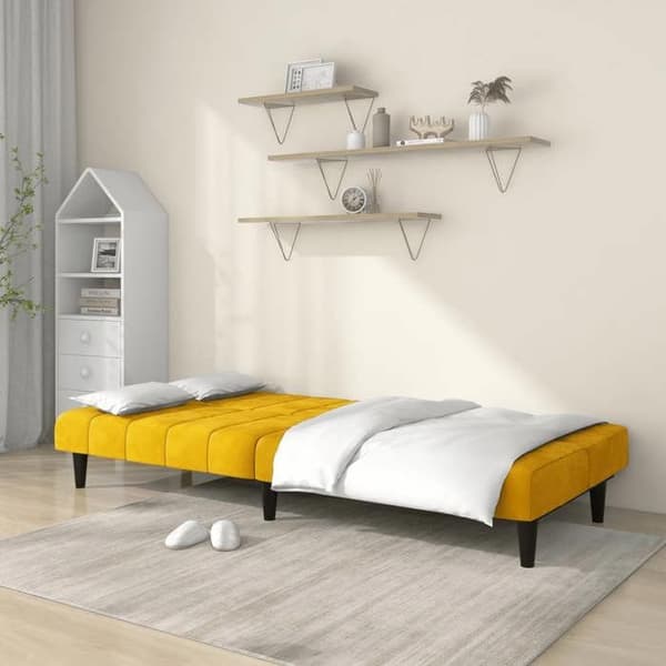 vidaXL Soffa-säng 2 platser gul sammet 375845