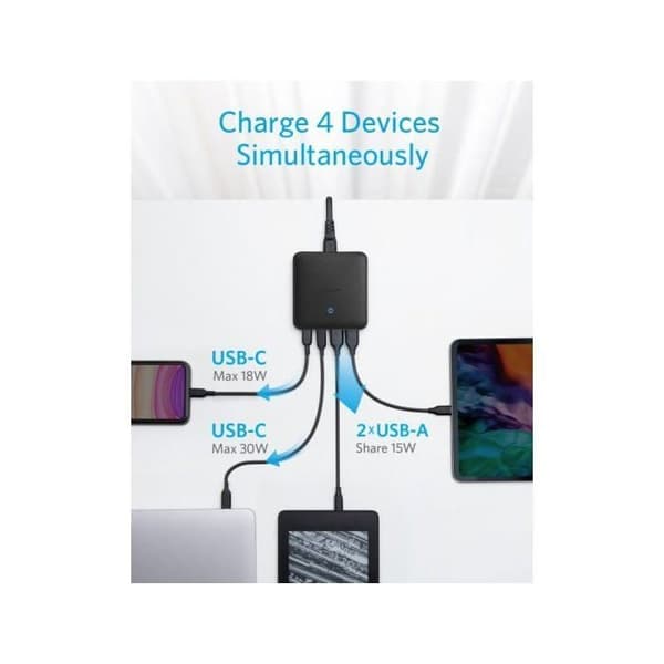 Laddare - Anker - PowerPort Atom III - 65W - 2xUSB-C - 2xUSB-A - Snabbladdning