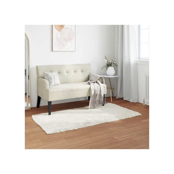 Faux fårskinnsmatta - vidaXL - 80x150 cm - Vit - Polyester - Rektangulär - Supermjukt - Hållbart