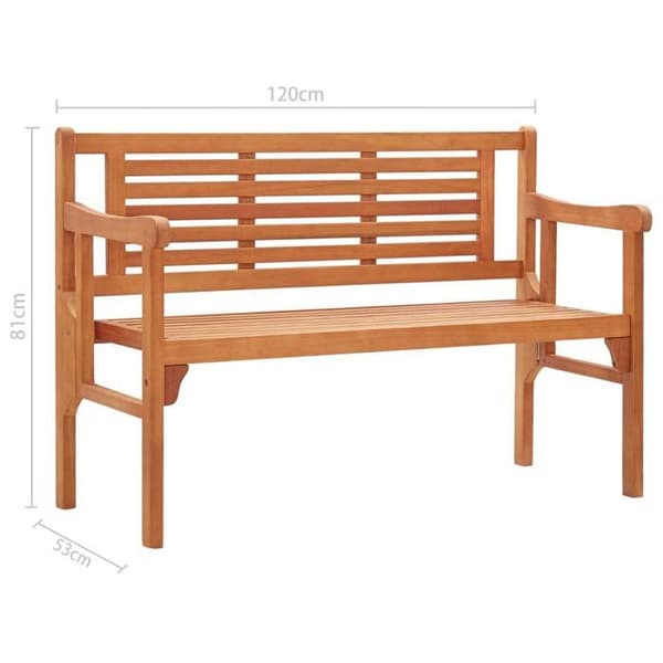 vidaXL Fällbar trädgårdsbänk 120 cm Solid eukalyptusträ 47293