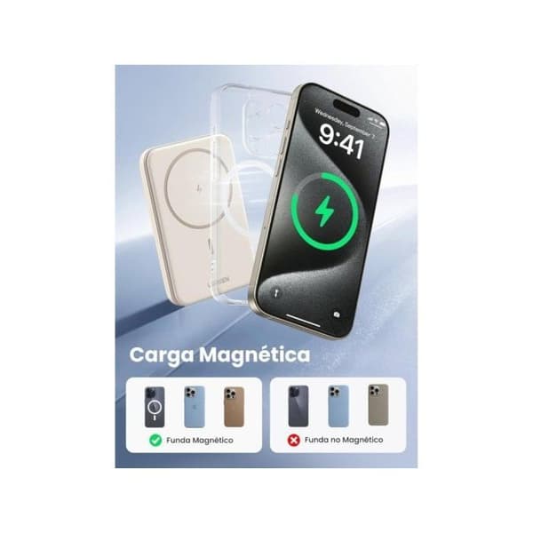 Externt batteri - UGREEN - 5,000 mAh - Kompatibel med MagSafe - Grädde