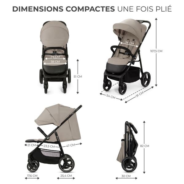 KINDERKRAFT - Stadsvagn TRIG 3 - 4 hjul - Beige