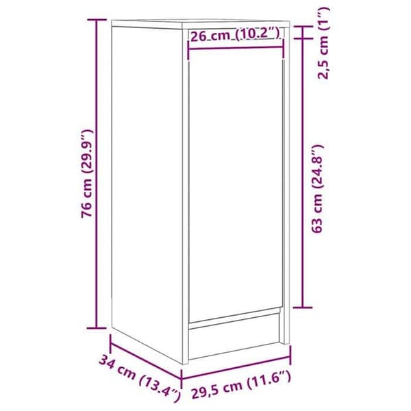 vidaXL Buffé vit 29,5x34x76 cm ingenjörsträ 861607