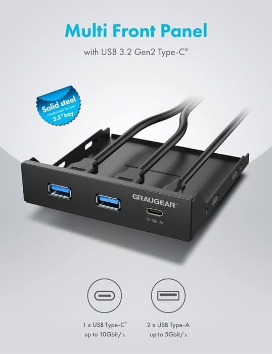 USB-hubb - GRAUGEAR 18030 - USB 3.2 Gen2 - Typ-C - Kompakt och elegant design
