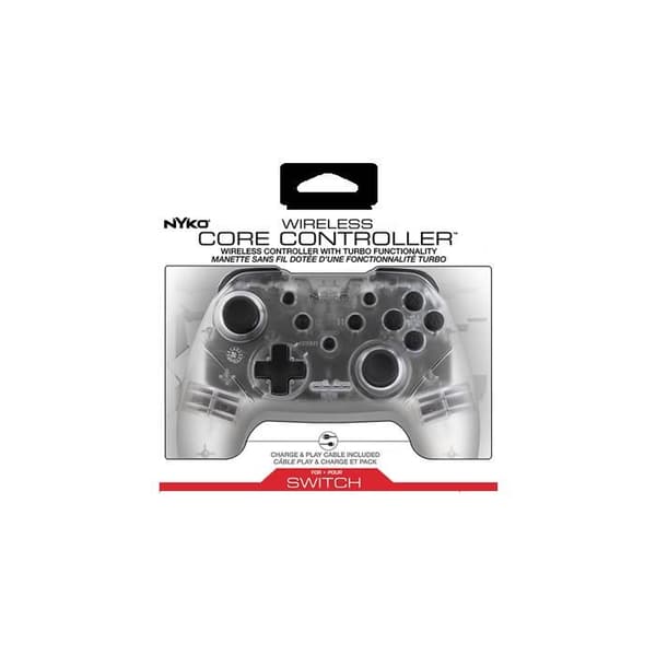 NYKO Trådlös Core Clear-kontroll för Nintendo Switch - Transparent med vibration
