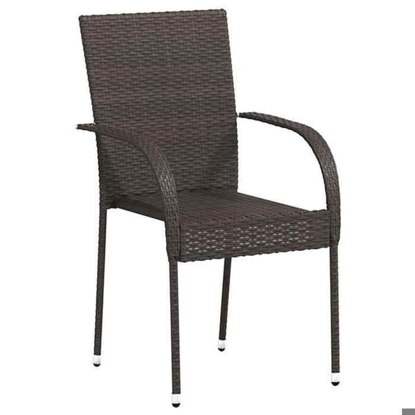 vidaXL Stapelbara utomhusstolar set om 2 Flätad plast Brun 44237