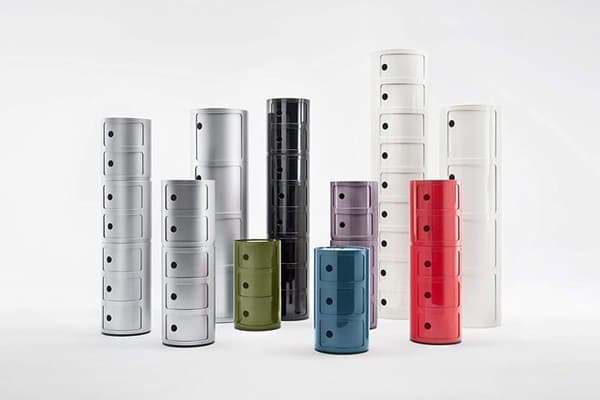 Kartell Componibili 2 element - Rund förvaringsmöbel röd 40x32x32 cm