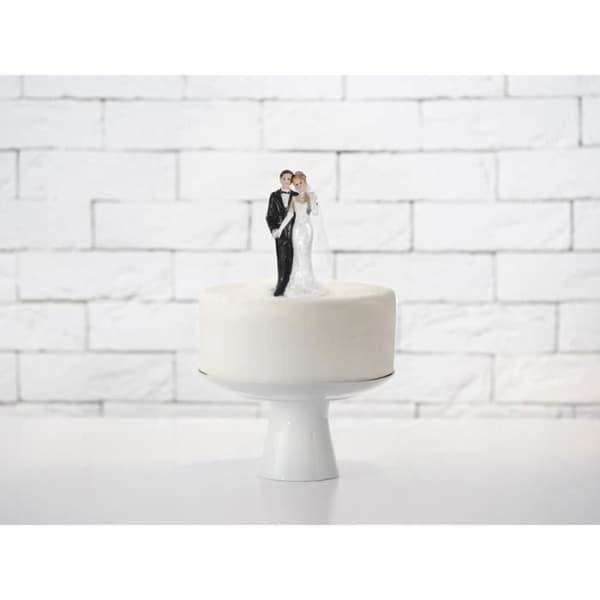 Bröllopsfigur - PARTYDECO - Sammanflätade brudpar - 11 cm - Resin - Vit