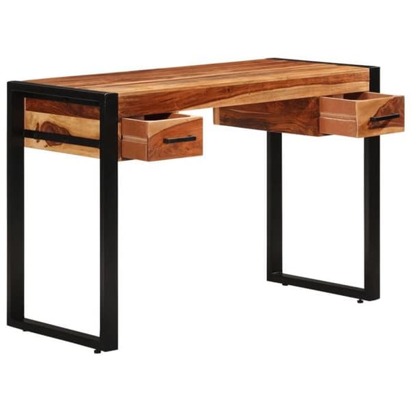 vidaXL Skrivbord med 2 lådor 110x50x77 cm Solid Seshamträ 247401