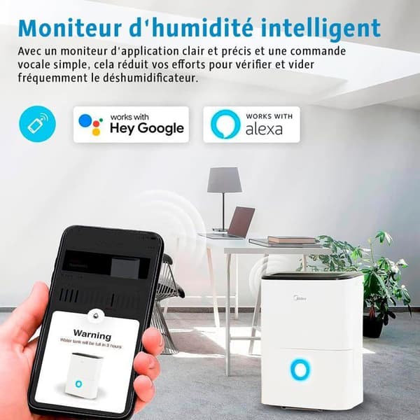 Avfuktare - MIDEA - Mod.MDDF-20DEN7-QA3 - 20 L - Tyst 41 dB - Programmerbar 24 h