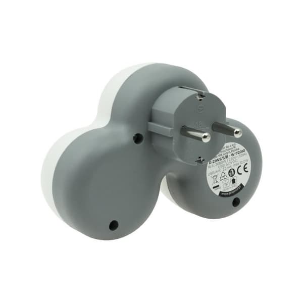 Dubbel multipris 3x SCHUKO med USB-C + USB-A Vit PLASTROL