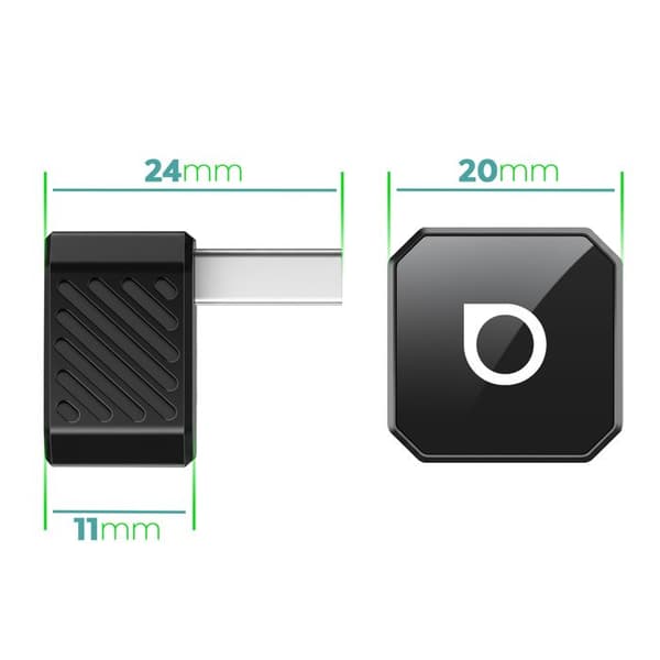 Mini Ottocast USB / USB-C-adapter för trådlös CarPlay och Android Auto Svart