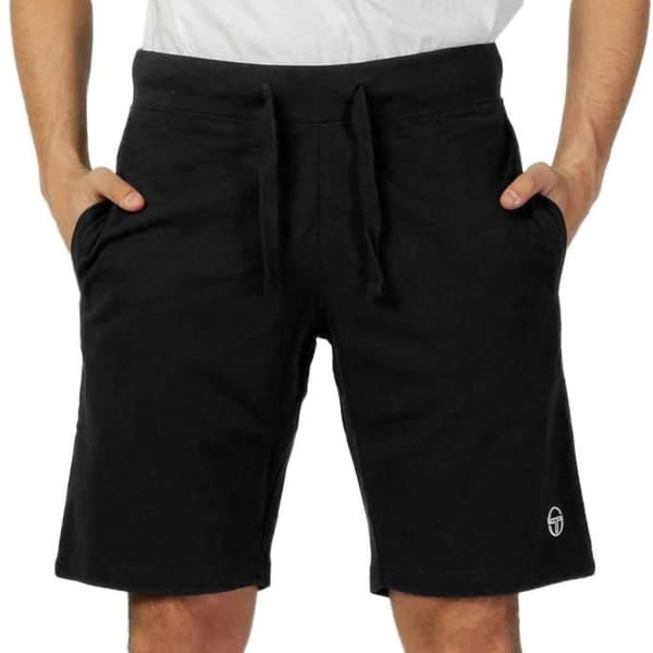 Short - SERGIO TACCHINI - Broderad logotyp - Svart - Slimmad passform - 100% bomull