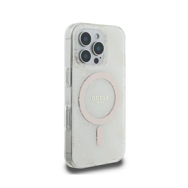 Coque Guess IML 4G Bakgrund MagSafe för iPhone 16 Pro - Vit