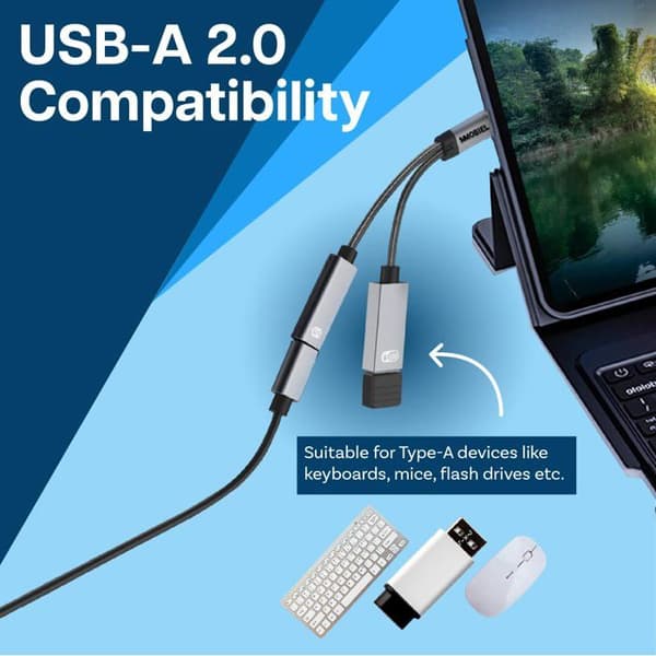 Reseadapter - universell kontakt - reseadapter för Mmobiel - USB-C till USB-C-A adapter - Grå