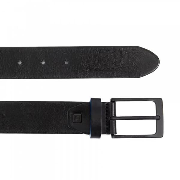 Läderbälte med spänne - PIQUADRO - One size - Svart - Herr
