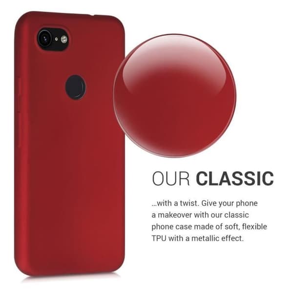 Telefoncase - kwmobile - Google Pixel 3a - Metallröd - Flen - Optimal skydd