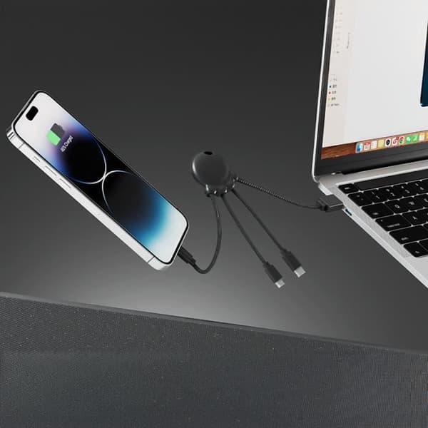 Laddkabel - XOOPAR - Octopus OBP - Multi-anslutningar USB/USB-C/Lightning - Fickformat - 2 års garanti
