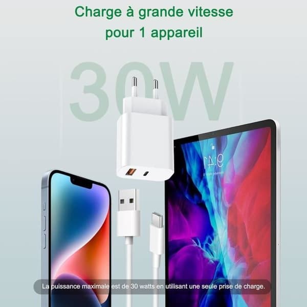 USB C-laddare - MULTIM - 30W - PD3.0 - QC3.0 - 2 Snabba portar