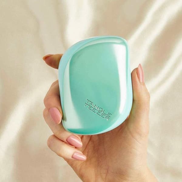 Kompakt borste - TANGLE TEEZER - Compact Styler - Teal Matte Chrome - Ergonomisk - Patenterade tänder