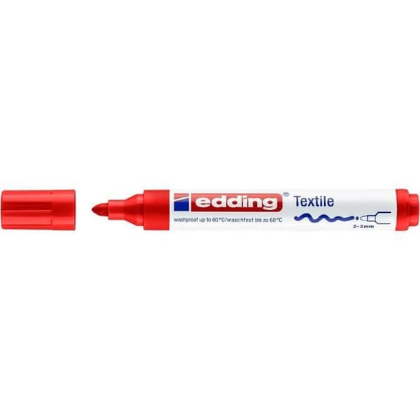 Textilmarkörer - EDDING - 10-pack - Röd - Rund spets 2-3 mm