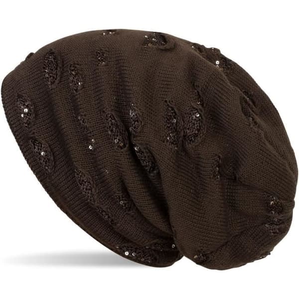 Bonnet beanie - styleBREAKER - Mörkbrun - Fleecefoder - Distressed utseende - One size