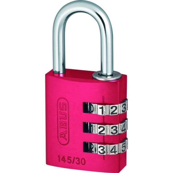 Lås - ABUS - Med kod 30mm - Röd - 145/30 - 3 Mönstrad. Lösvikt