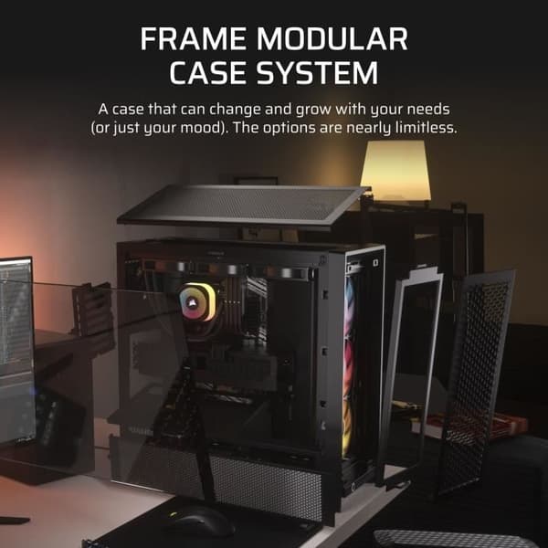 ATX-chassi - CORSAIR - FRAME 4000D RS ARGB - Modulär - 3 Förinstallerade ARGB-fläktar - Hög luftflöde