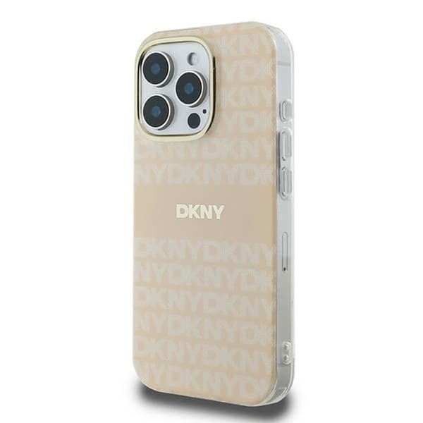 Coque för iPhone 16 Pro Max - DKNY Hardcase Repeat Texture Pattern With Stripe MagSafe (DKHMP16XHRHSEP) - Rosa