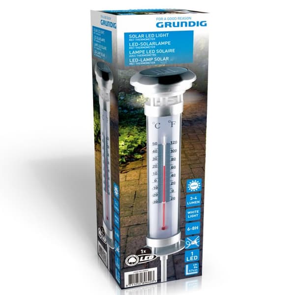 Solarlampa med termometer - LED - Utomhus - Grafitgrå