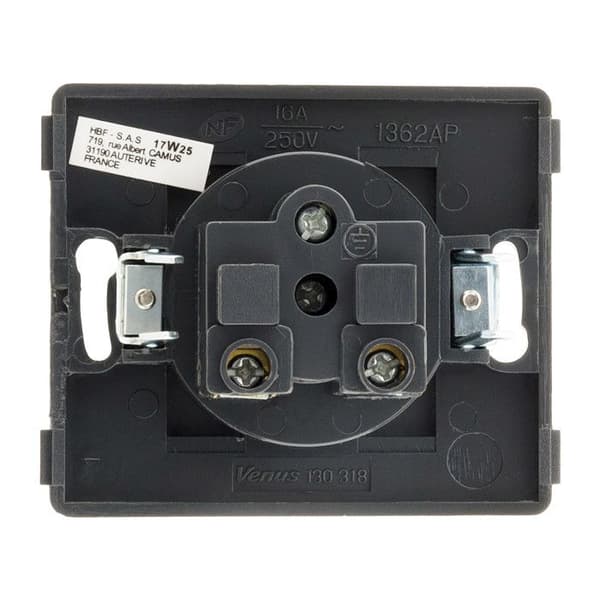 Prise 2P+T 16A Venus composable - svart - Zenitech