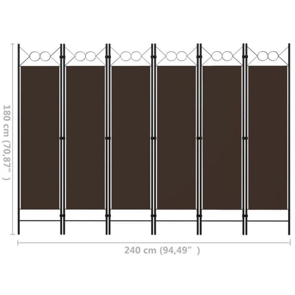 vidaXL 6-Panel Rumsavdelare Brun 240x180 cm