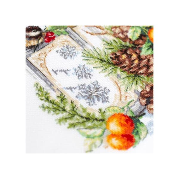 Kit för broderi med korsstygn Magic Needle - Vinterdoft 26x26 cm
