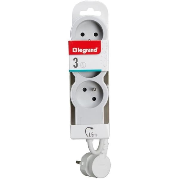 LEGRAND Multisockel FB 3x2P+E standard 1,5m 1mm² - Vit och grå