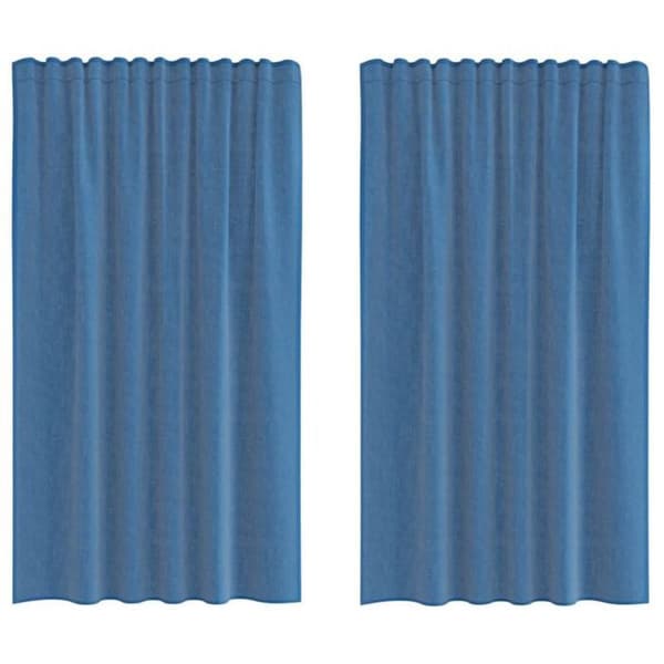 VIDAXL Gardin 2 st blå kunglig 140 x 175 cm, ögla Ø7 cm, 100% polyester