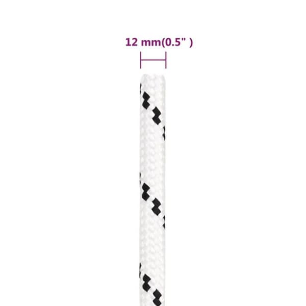 152775 vidaXL Flätad båtkabel Vit 12 mmx25 m Polyester