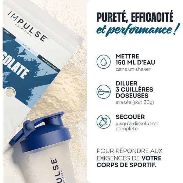 Whey Isolate Impulse Nutrition 750g - Proteiner och BCAA - Lågt sockerinnehåll