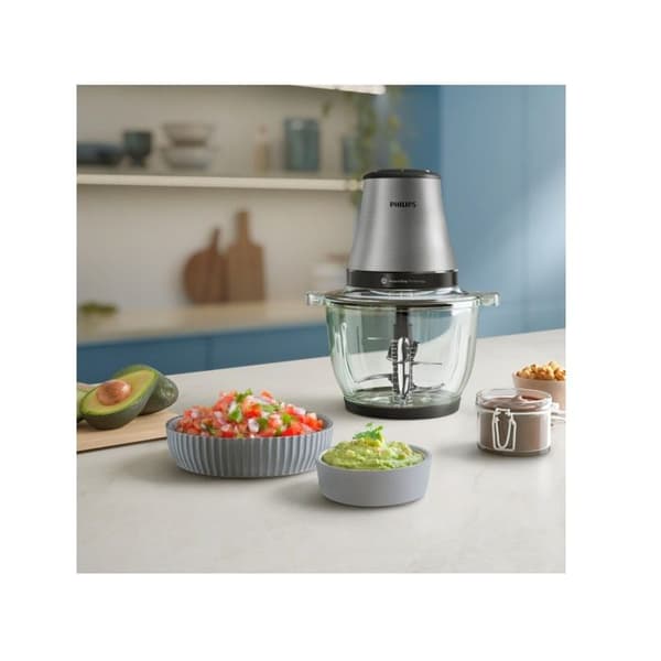 Philips Mini hackare skål glas 2l 500w silver - HR1503/00