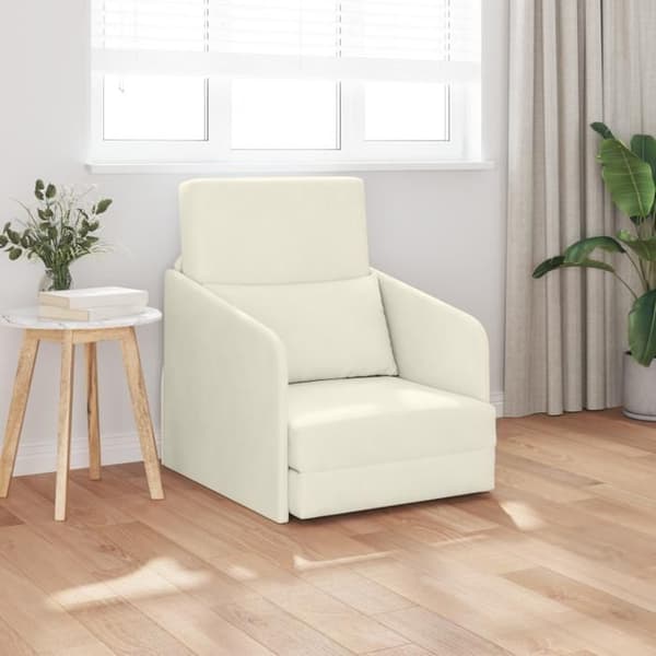 Sängsoffa på golvet 2 i 1 kräm 65x80x83 cm i sammet