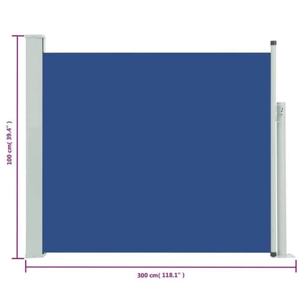 vidaXL Infällbar uteplats Sidomarkis 100x300 cm Blå