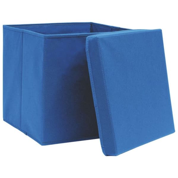 vidaXL Förvaringsboxar med lock 10 st Blå 32x32x32cm Tyg