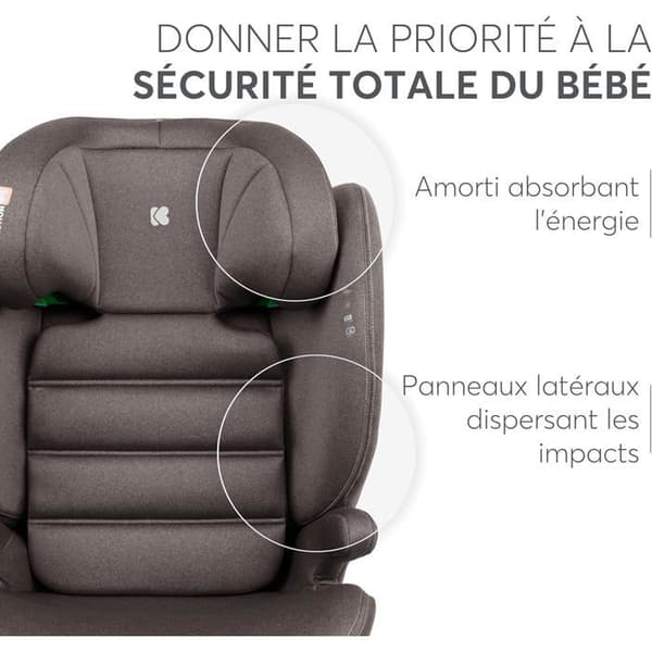 KikkaBoo i-TRACK i-Size bilstol, grupp 2-3 ISOFIX, beige, optimal säkerhet