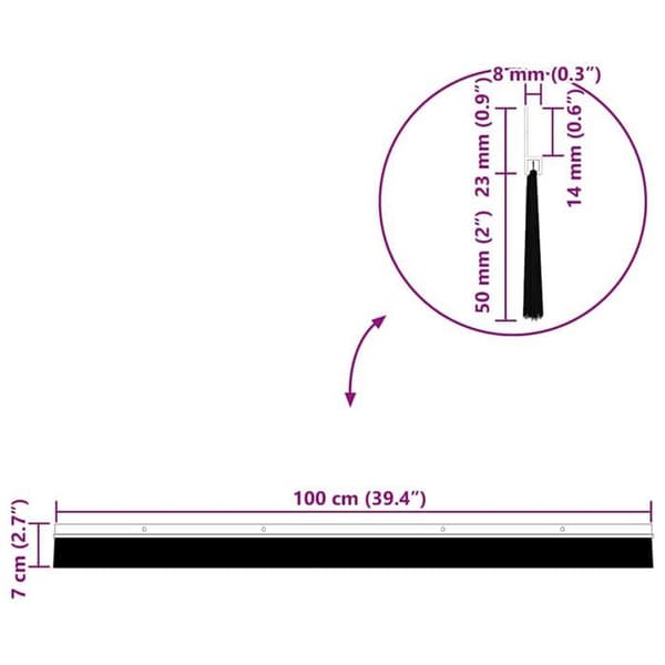 Borstdörrtätning - vidaXL - 12 stycken - 100 cm - Vit - Ljudisolerande - Termisk isolering