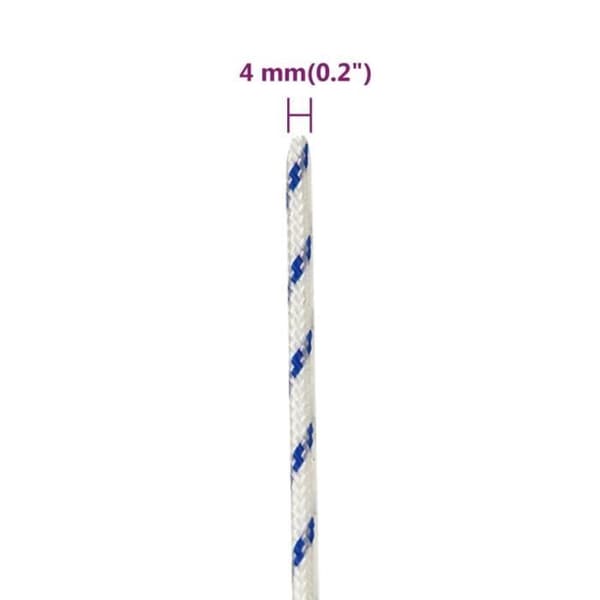 152275 vidaXL Båtrep Vitt 4 mm 50 m Polypropen