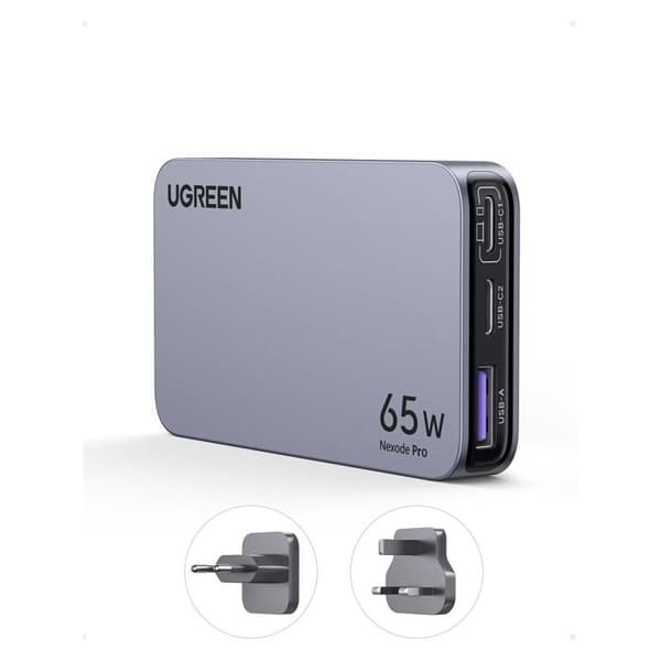 USB C-laddare - UGREEN - Nexode Pro - 65W - 3 portar - Internationell adapter