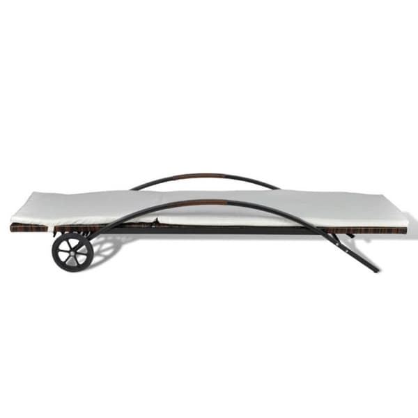vidaXL Solstol med Dyna och Hjul Poly Rattan Brown