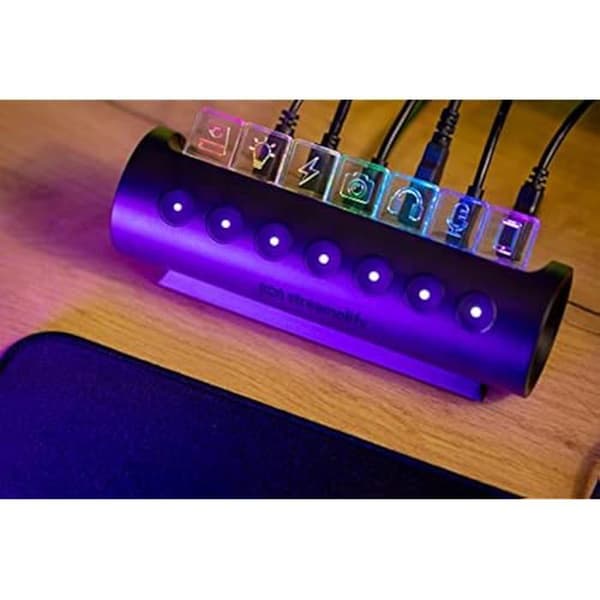 USB HUB - STREAMPLIFY - CTRL 7 - 7 USB 3.0-portar - RGB-bakgrundsbelysning - Plug-and-Play