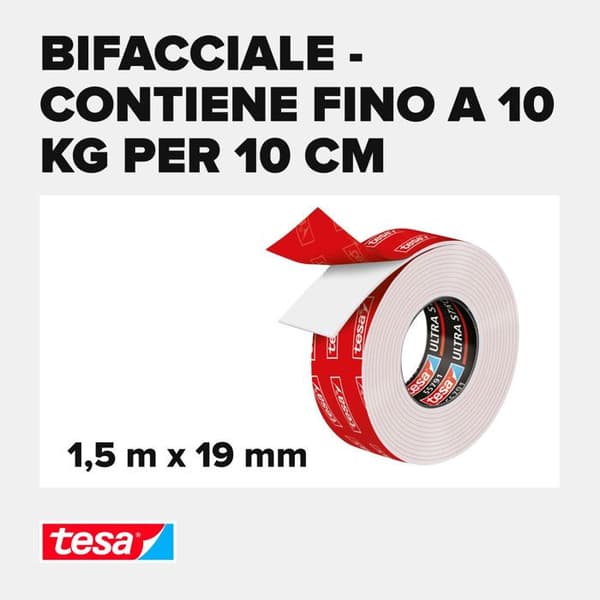 Klibbande - Tesa - PowerBond - Ultra stark - Transparent - 10kg per 10cm