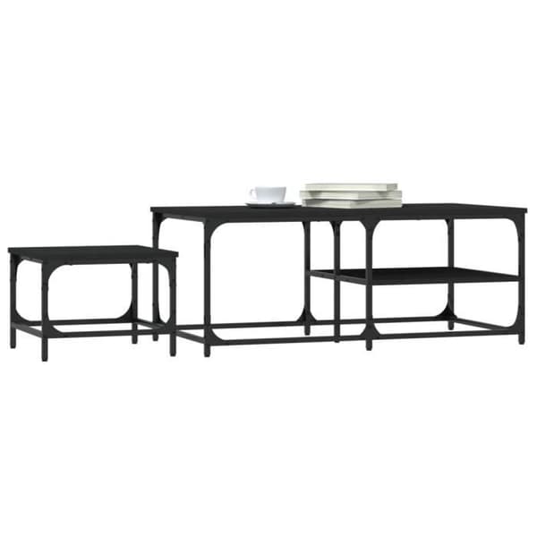 vidaXL Häckande soffbord 2 st Black Engineered Wood 835394