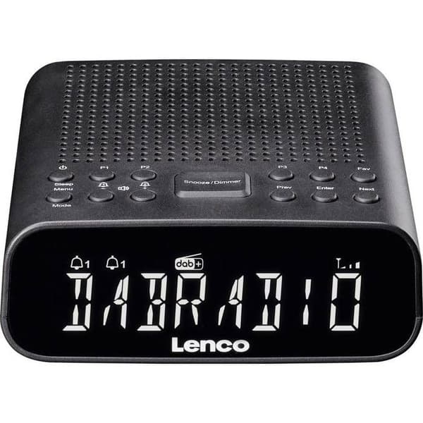Lenco väckarklocka DAB, FM, DAB+ Bluetooth, AUX, DAB, DAB+, FM väckarfunktion svart